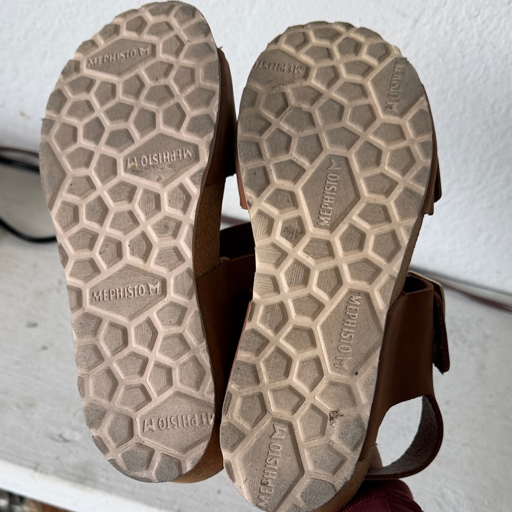 Mephisto Tan Leather Buckle Sandals - Picture 4 of 5